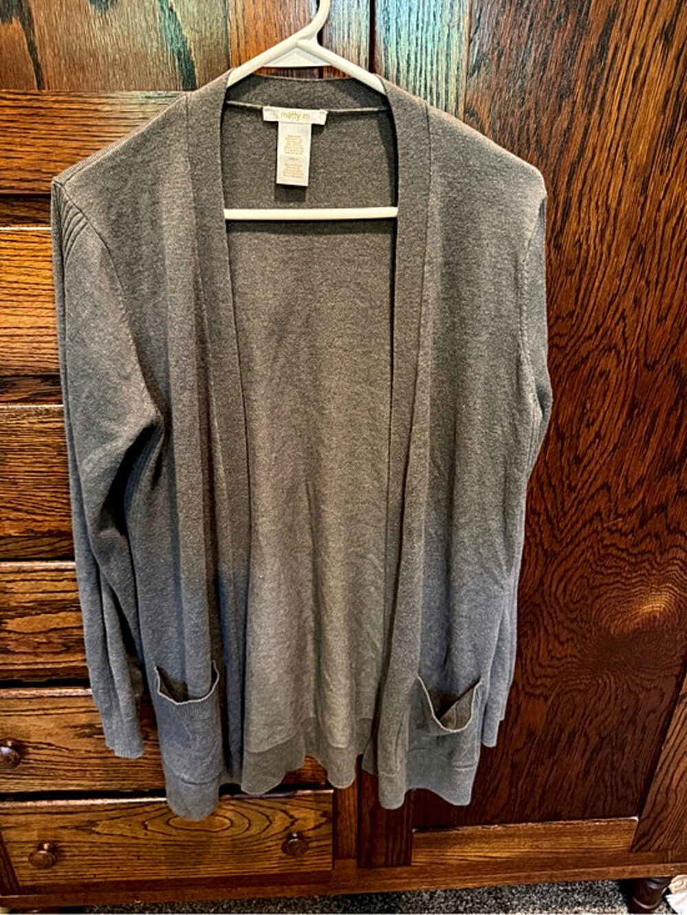 Matty M Green Open Front Cardigan Sweater Long Sleeve Size S